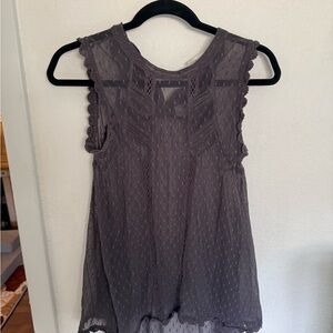 Free People Charcoal Lace Eyelet Sleeveless Camisole